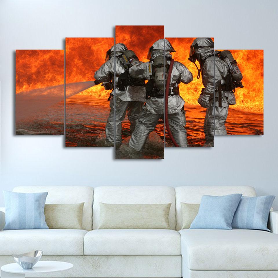 Fireman Firefighting 01 – Career Canvas Wall Art