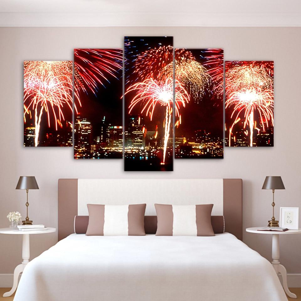 Fireworks Detroit Windsor – Nature Canvas Wall Art