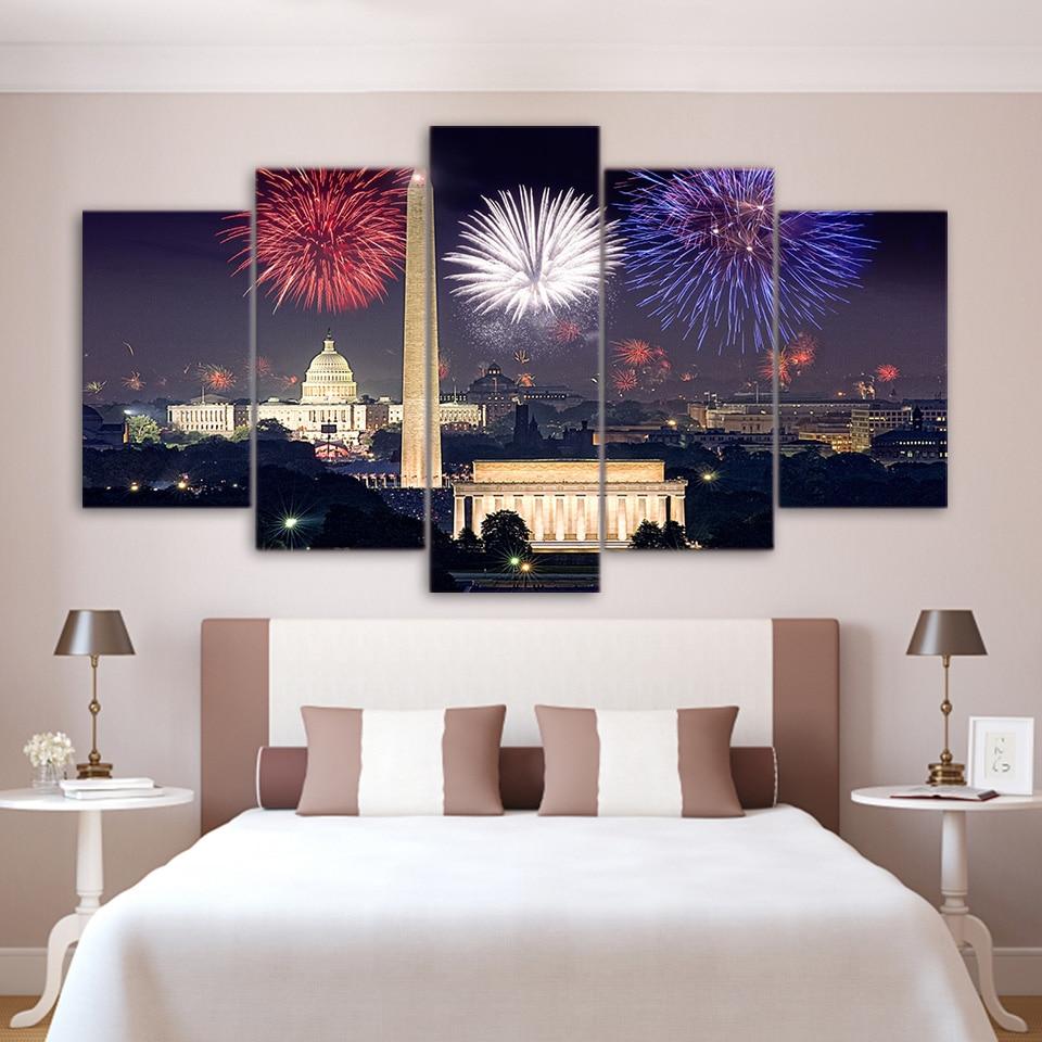 Fireworks White House Night – Nature Canvas Wall Art