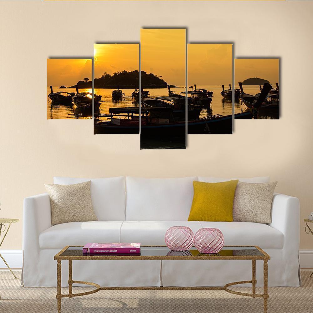 Fish Boat In Sea Sunlight – Nature Canvas Wall Art