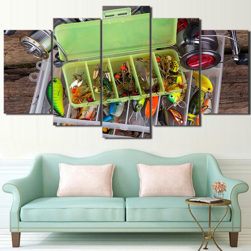 Fishing Hooks Rods – Fishing Canvas Wall Art