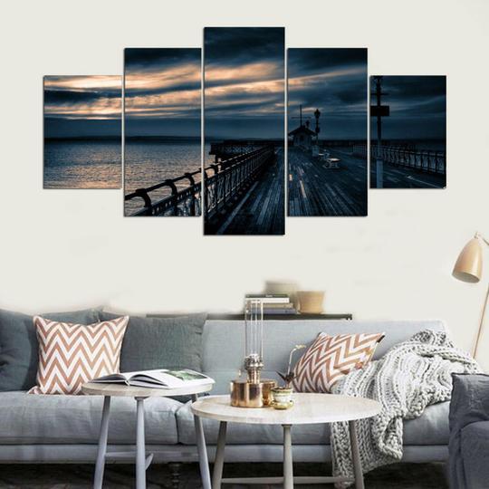 Fishing Pier At Dusk – Fishing Canvas Wall Art
