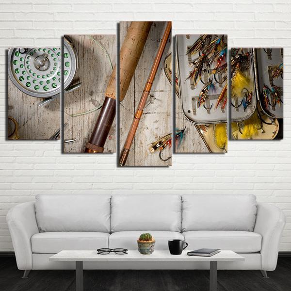 Fishing Rod Lures Hooks Modular – Fishing Canvas Wall Art