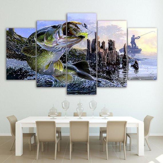 Fishing Wildlife Nature Lake – Fishing Canvas Wall Art