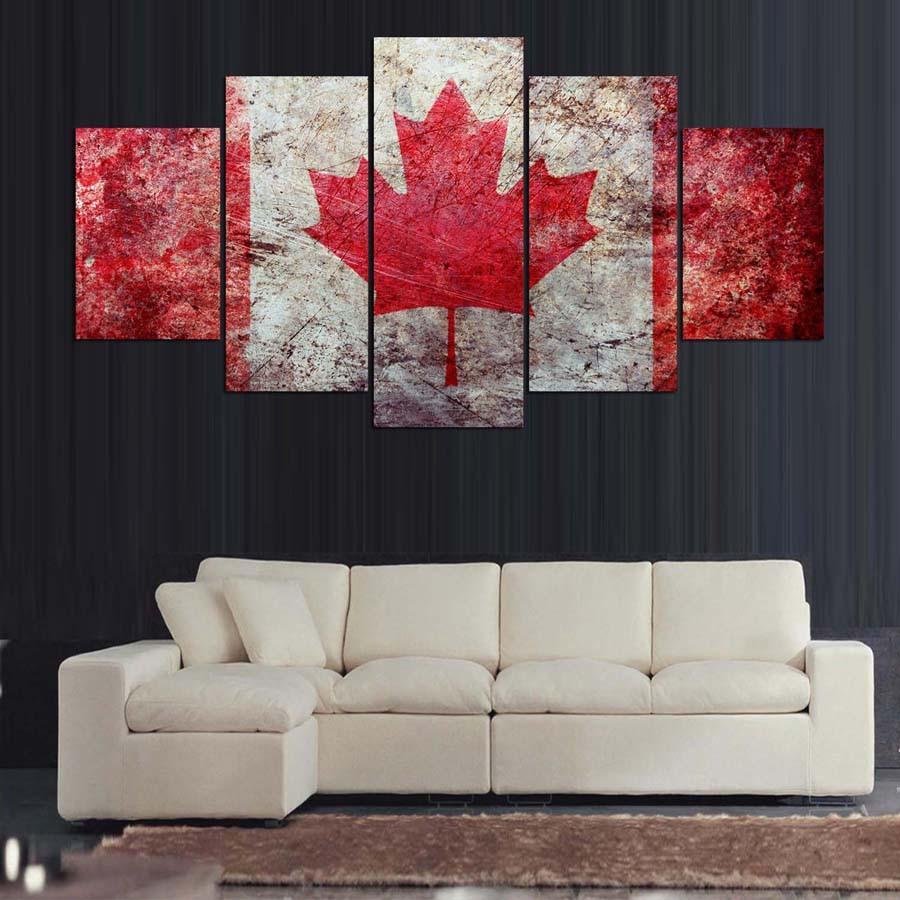 Flag Of Canada Scratched – Abstract Canvas Wall Art