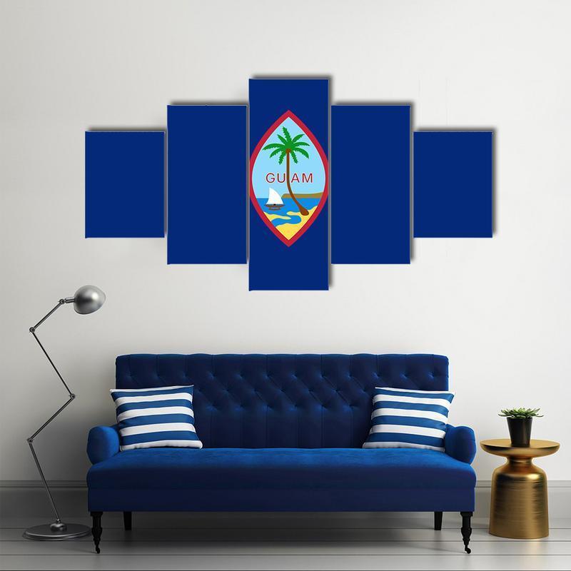 Flag Of Guam Abstract Canvas Wall Art