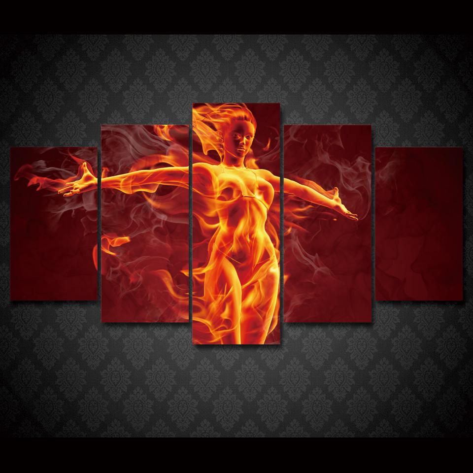 Flame Girl – Abstract Canvas Wall Art