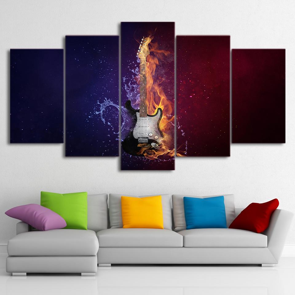 Flame Guitar 5 – Music Canvas Wall Art
