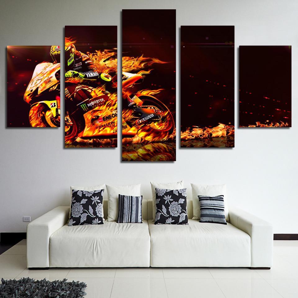 Flame Motorcycle Race – Automative Canvas Wall Art