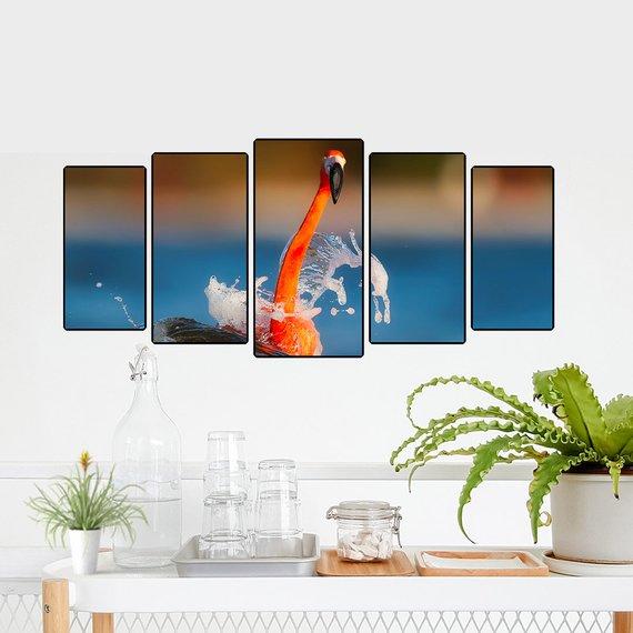 Flamingo In Water Design – Animal Canvas Wall Art