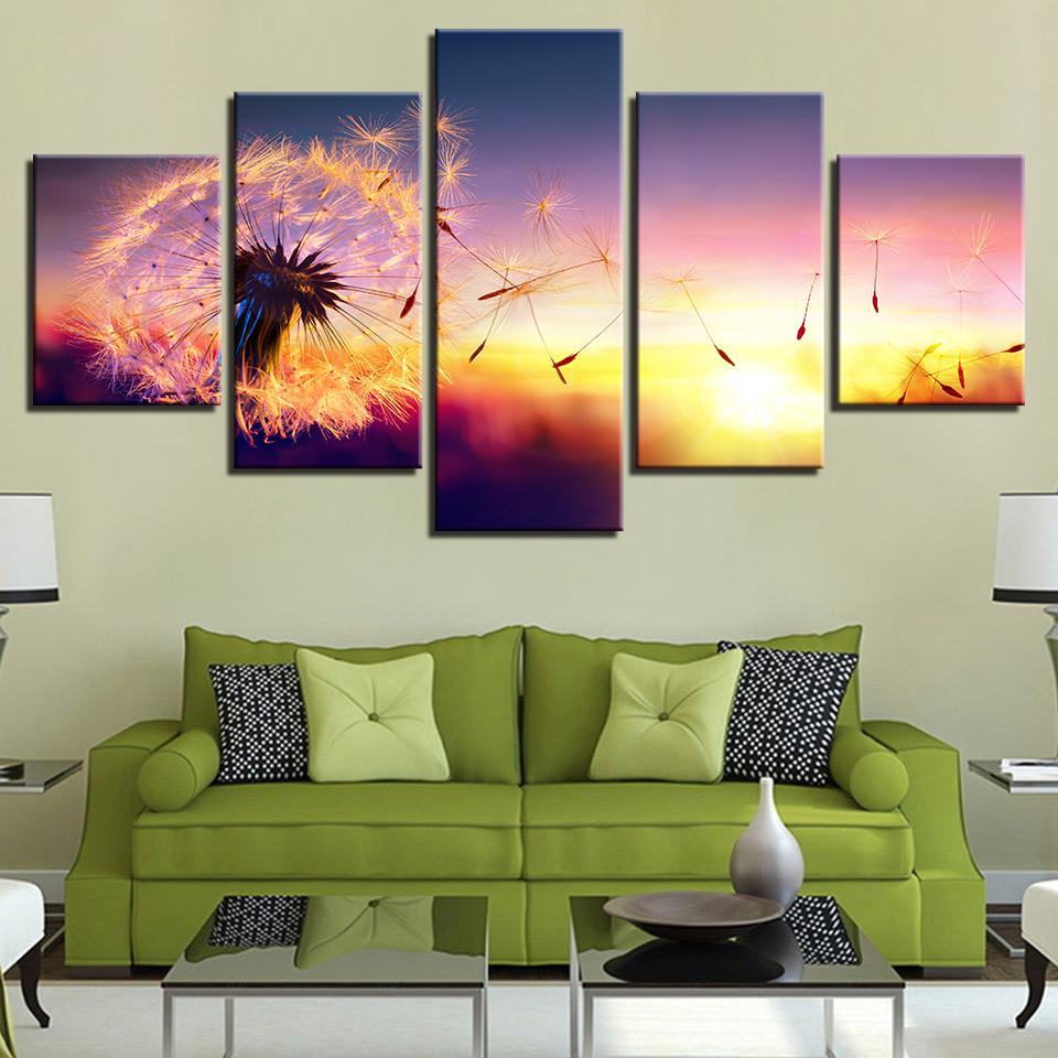 Flower Dandelion In Sunset – Nature Canvas Wall Art