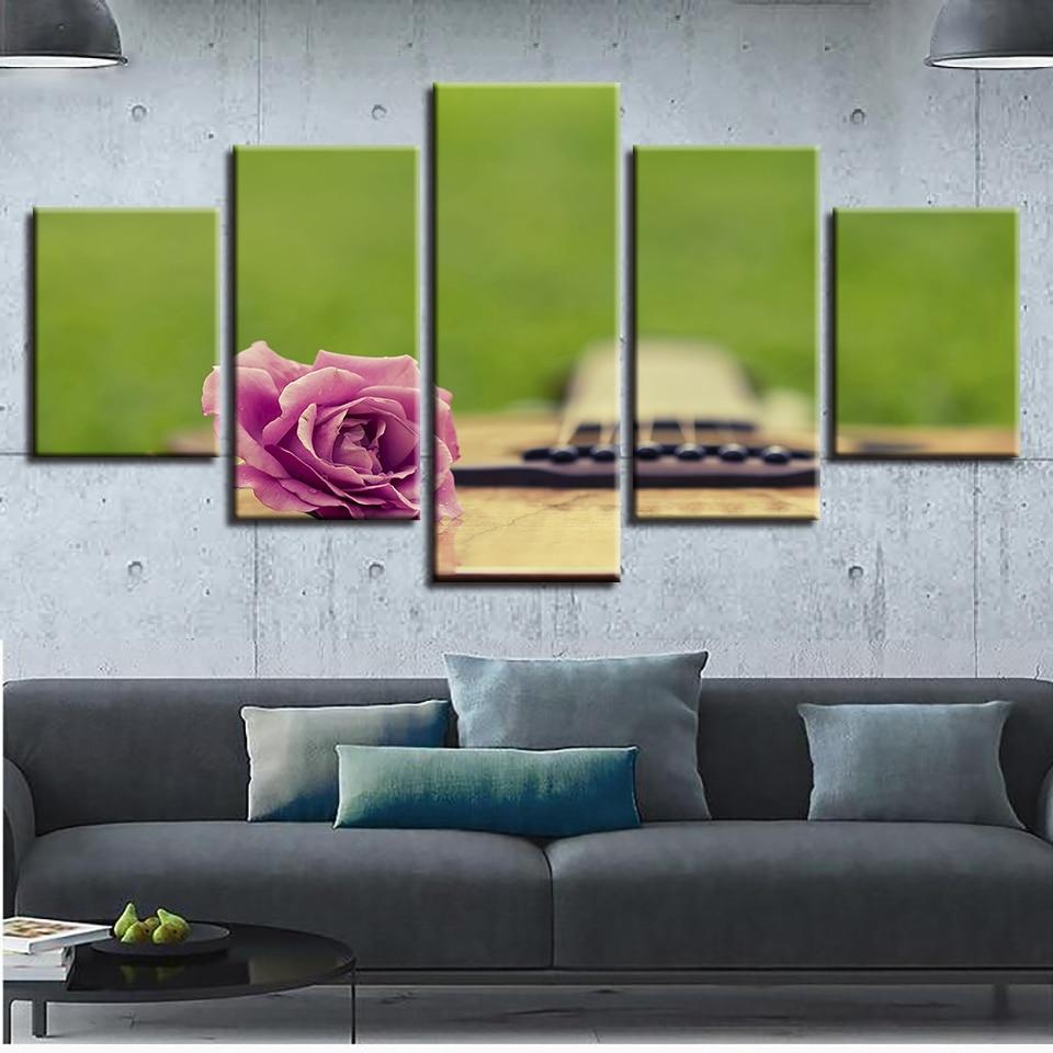 Flowers Guitar 32 – Music Canvas Wall Art