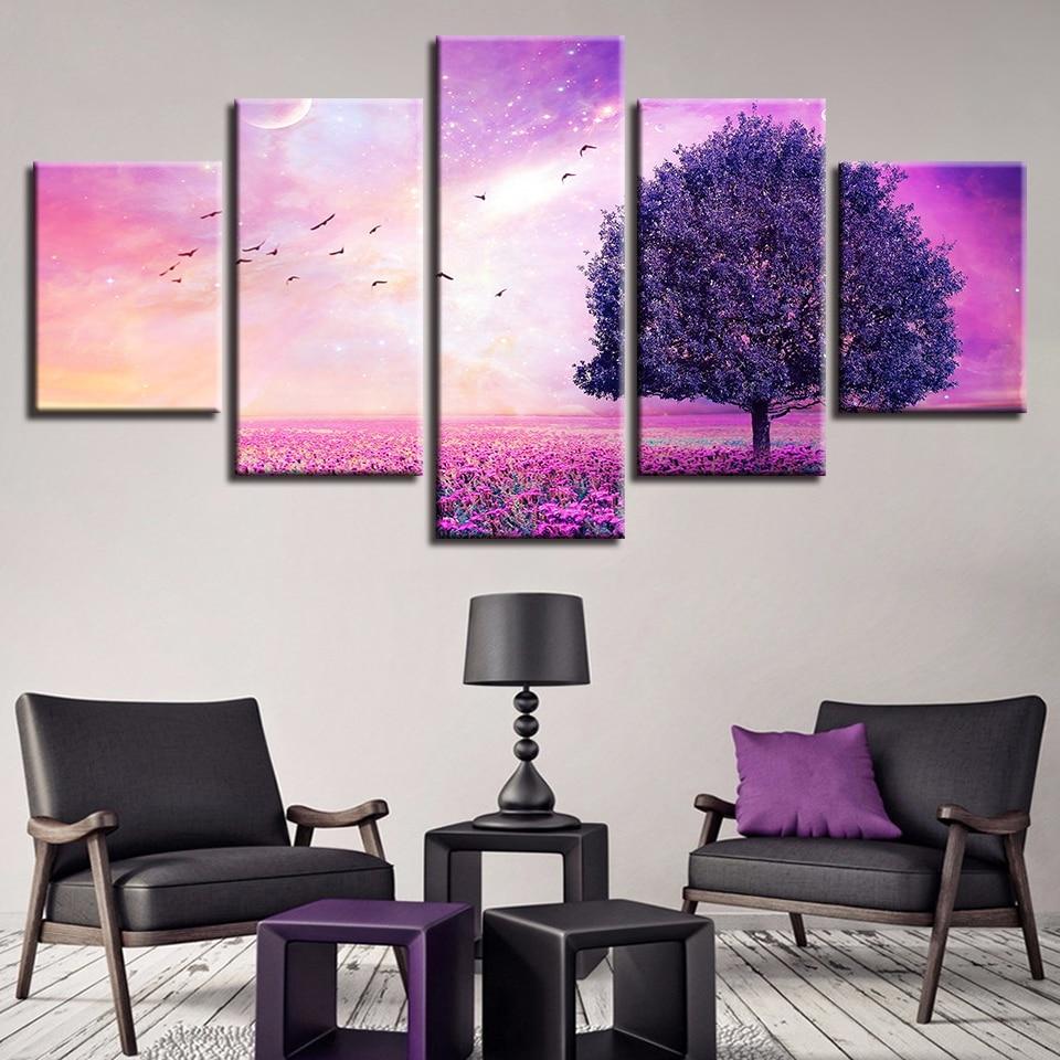 Flowers Trees Bird – Nature Canvas Wall Art