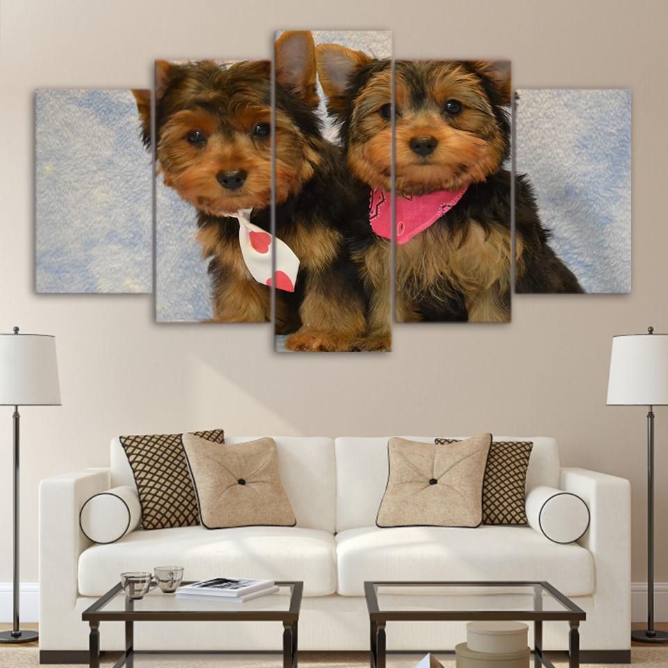 Fluffy Puppy Cute Small Dogs – Animal Canvas Wall Art