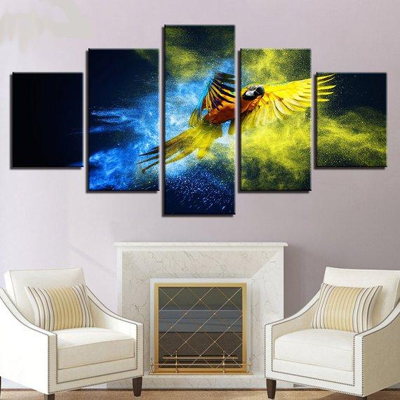 Flying Parrot 02 – Animal Canvas Wall Art