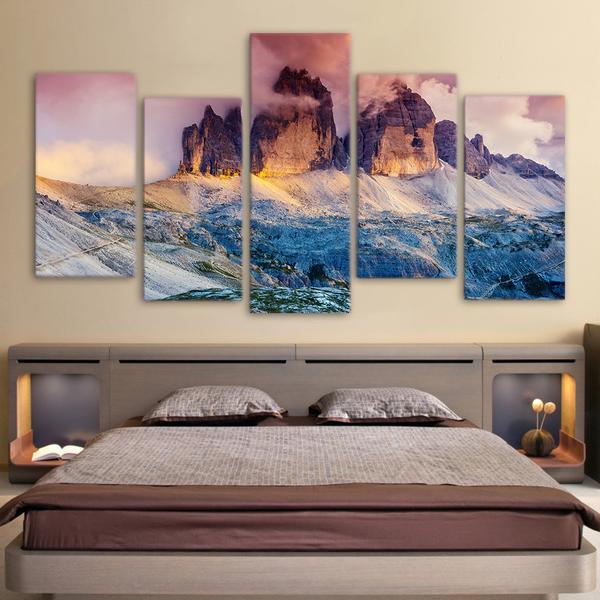 Fog Austria Dolomites Mountain At Sunset 01 – Nature Canvas Wall Art