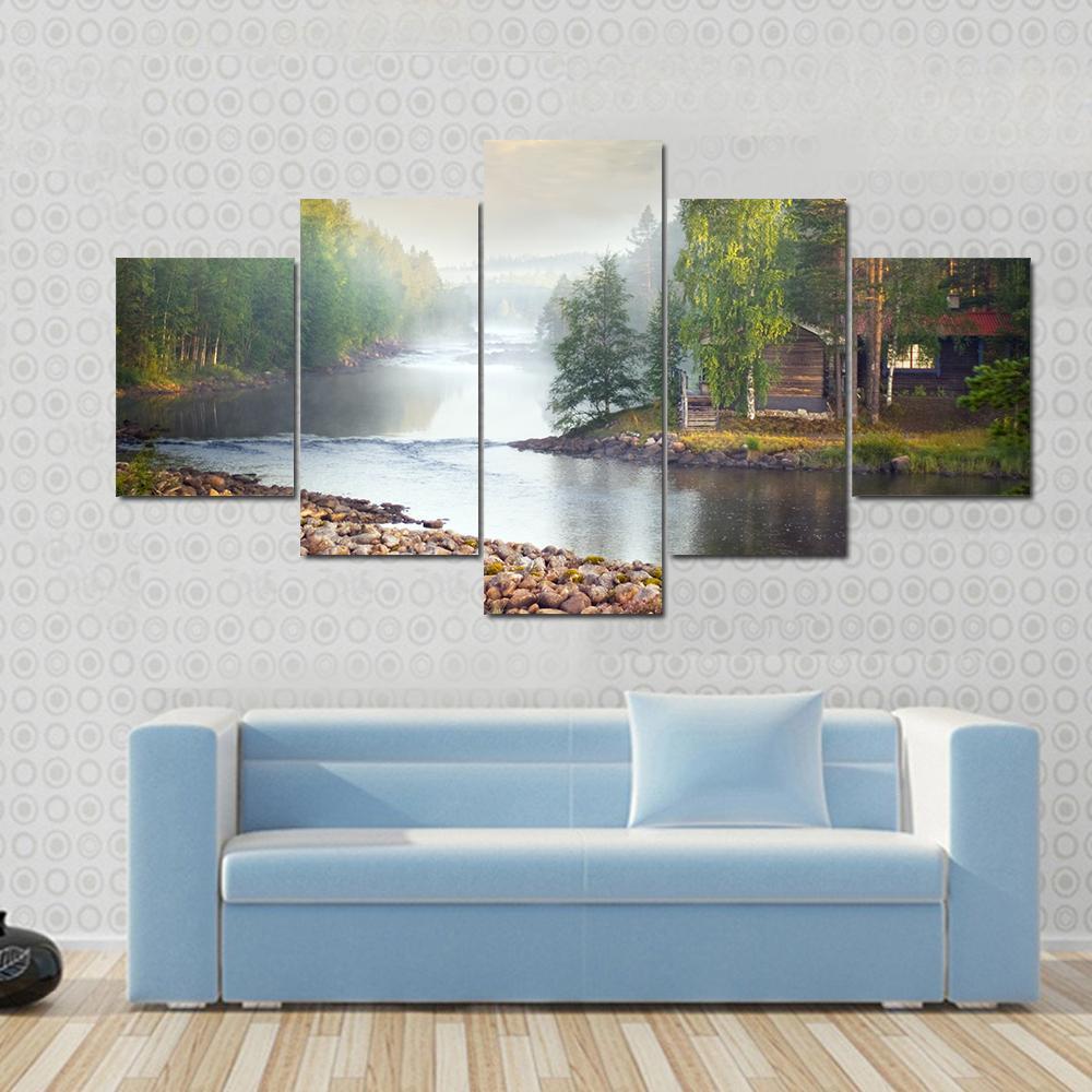 Fog Over A River In The Early Morning – Nature Canvas Wall Art