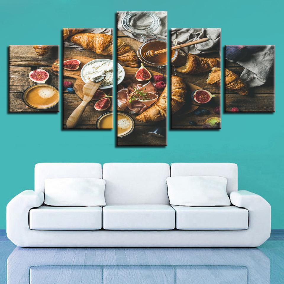 Food Honey And Bread – Kitchen Canvas Wall Art