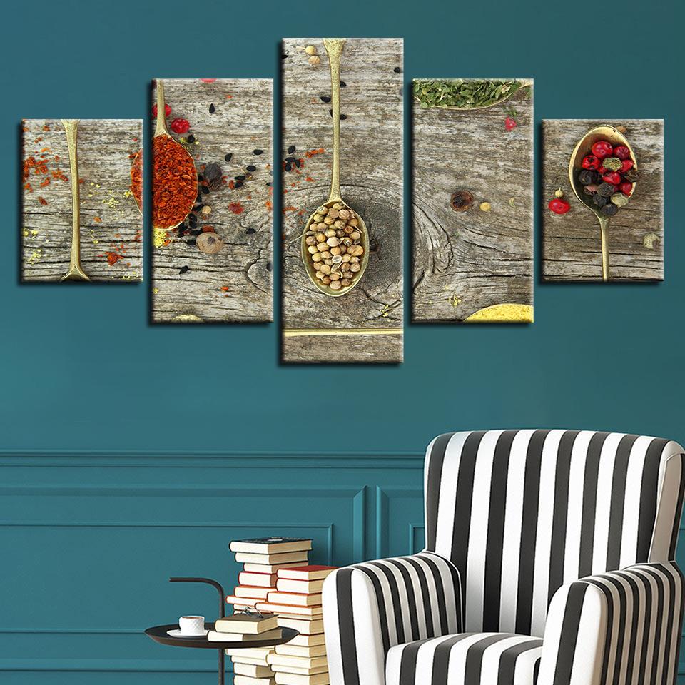 Food Spice Spoon – Kitchen Canvas Wall Art