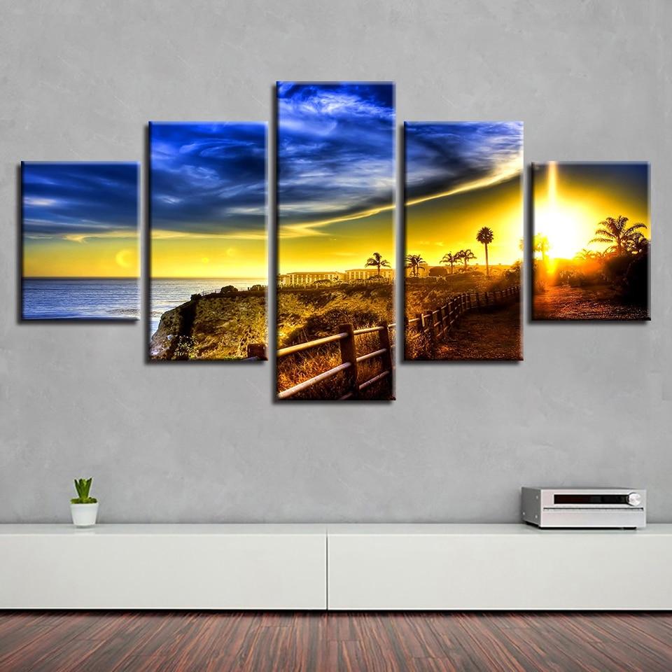 Footpath And Tree Sunset Sunshine – Nature Canvas Wall Art