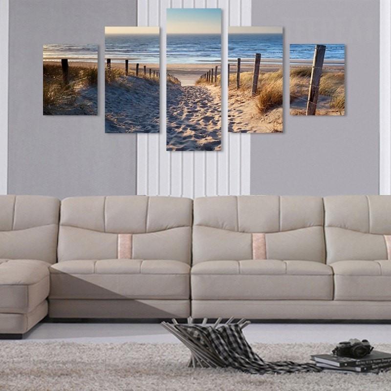 Footprints In The Sand Seaview Scenery – Nature Canvas Wall Art