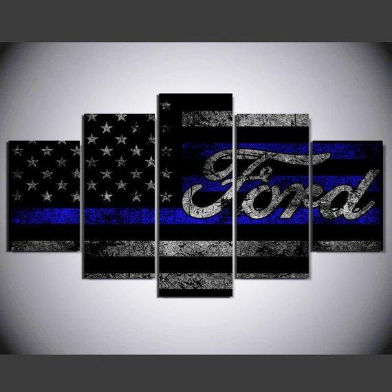 Ford Blue Flag Rustic 2 – Abstract Canvas Wall Art
