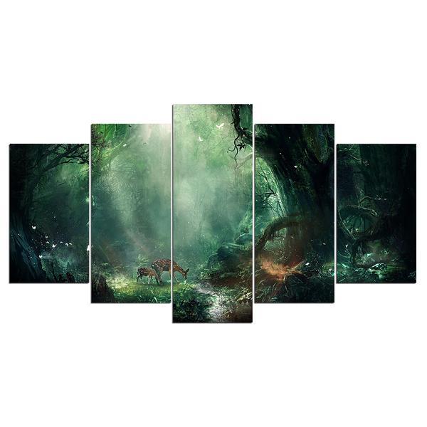 Forest And Deer – Nature Canvas Wall Art