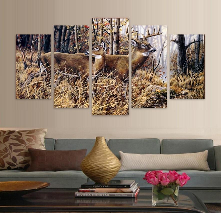 Forest Animal Deer Landscape – Animal Canvas Wall Art