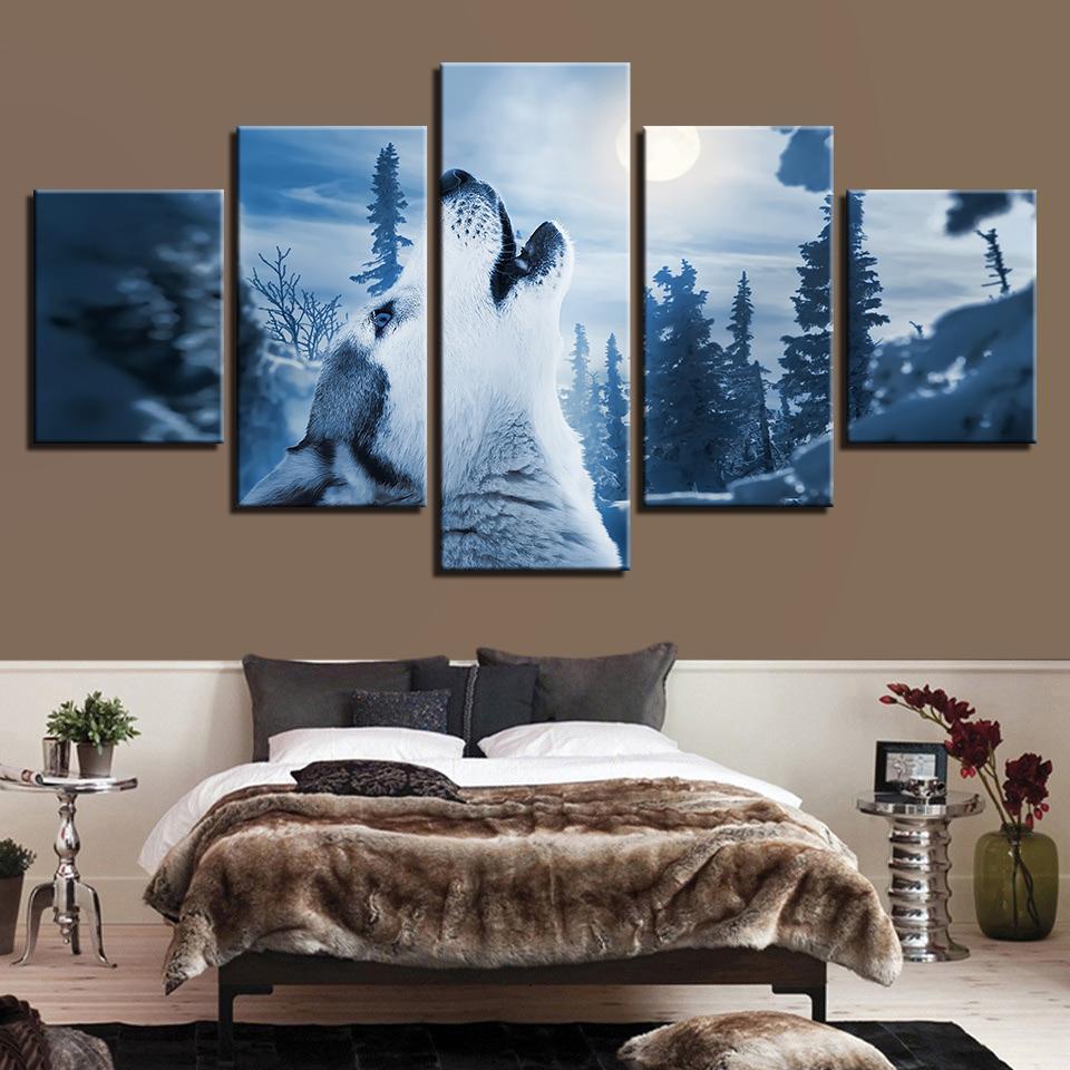 Forest Animal Snow Wolf – Animal Canvas Wall Art