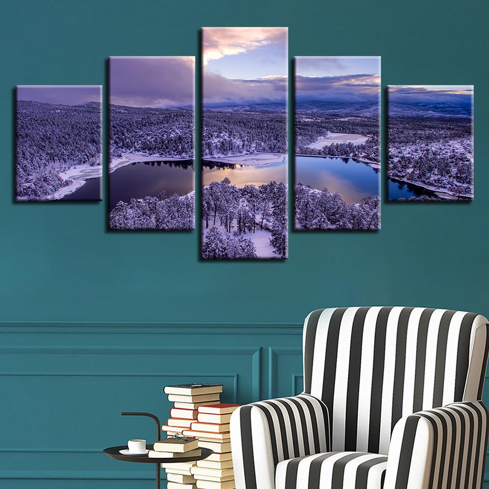 Forest River Snow – Nature Canvas Wall Art
