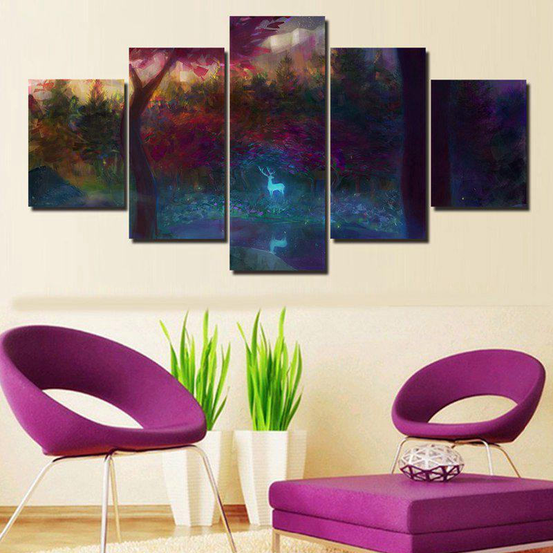 Forest Stream Glow Deer – Abstract Animal Canvas Wall Art