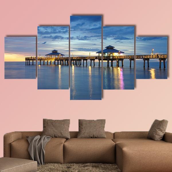 Fort Myers Pier At Sunset In Florida – Nature Canvas Wall Art