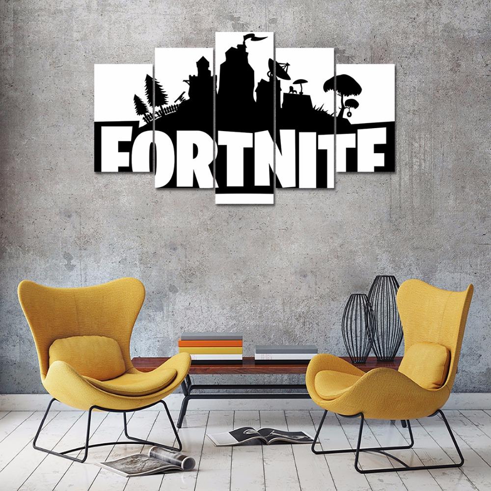Fortnite Battle Royale Black & White Gaming Canvas Wall Art