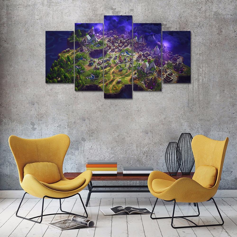 Fortnite Battle Royale Map Gaming Canvas Wall Art