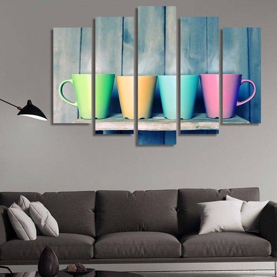 Four Color Cups – Abstract Canvas Wall Art