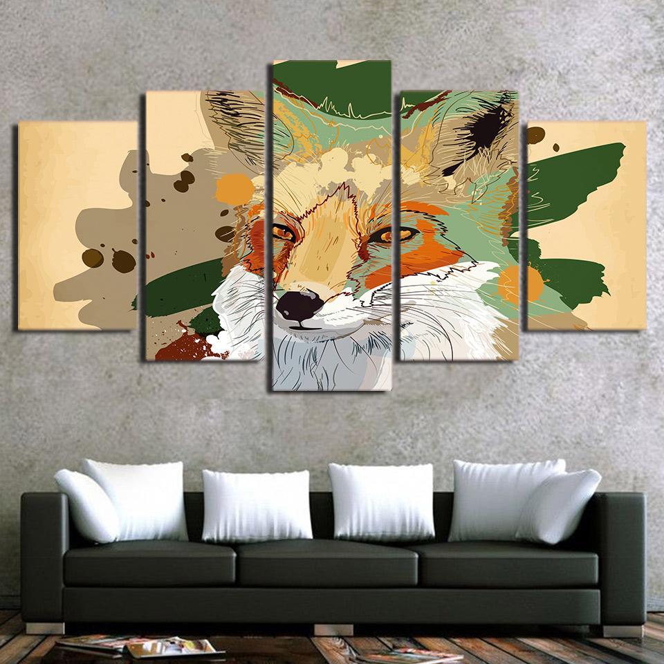 Fox Animal Wolf – Abstract Animal Canvas Wall Art