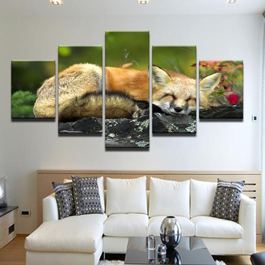 Fox Nap 5 – Animal Canvas Wall Art