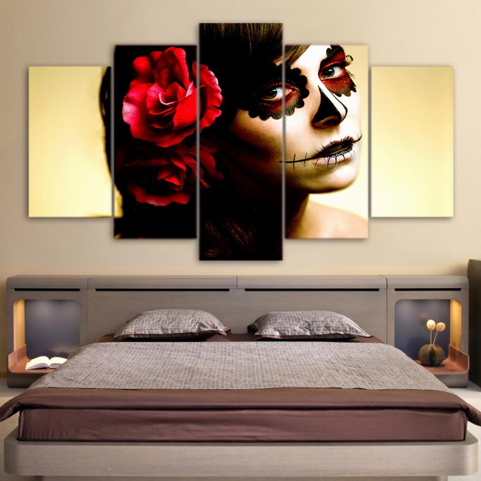 Framed Dia De Os Muertos Makeup – Abstract Canvas Wall Art
