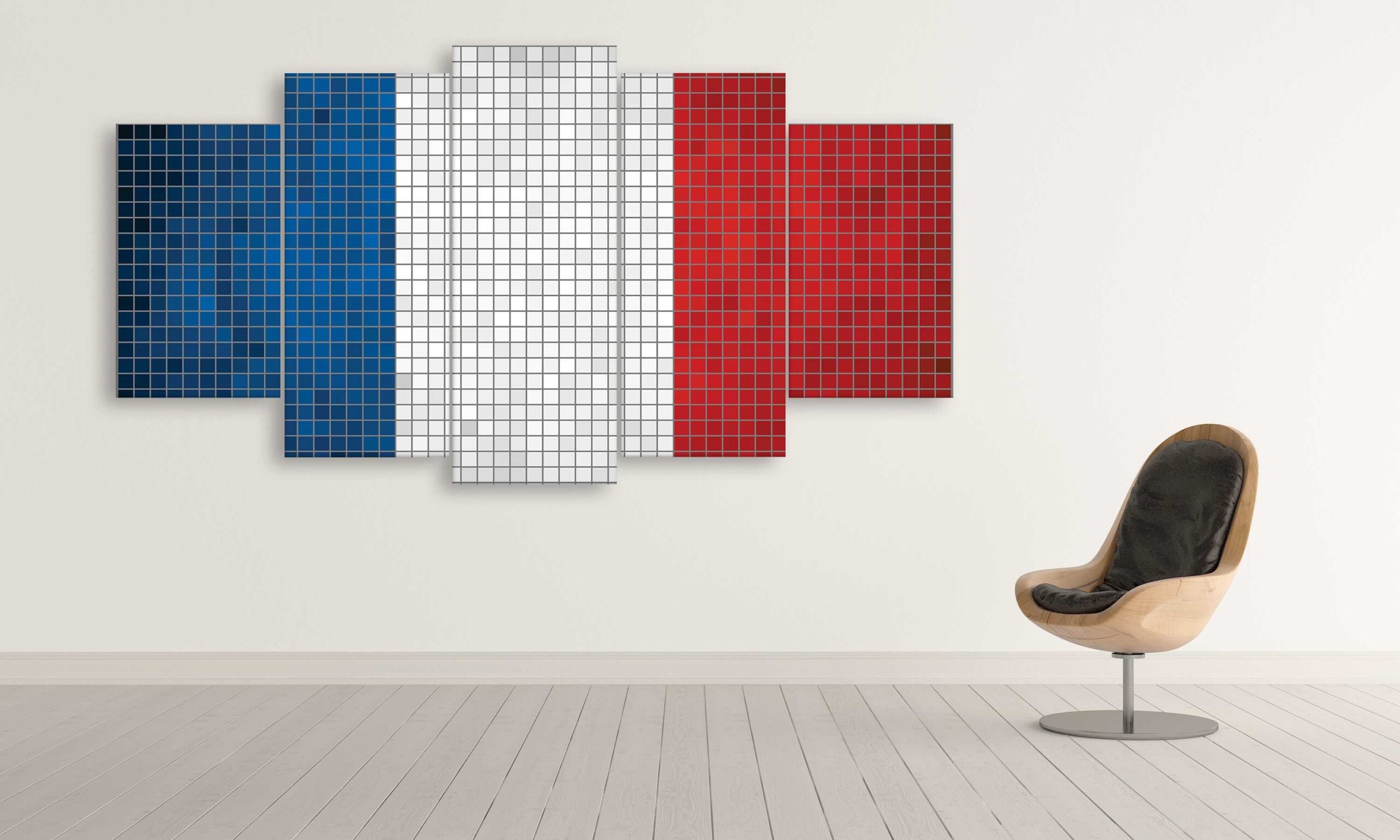 France Mosaics Flag – Abstract Canvas Wall Art