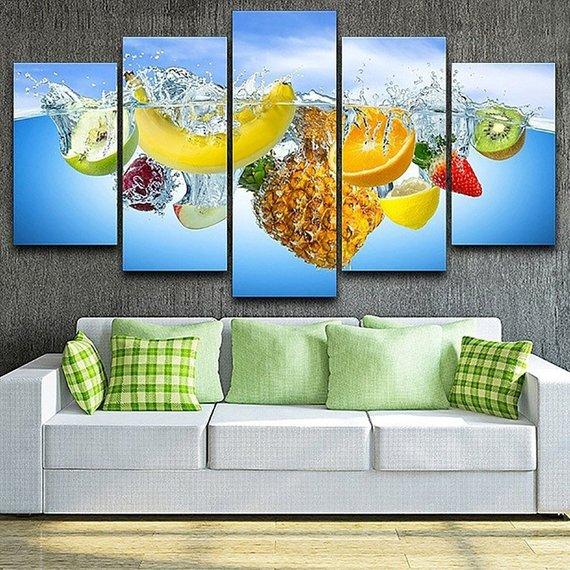 Delicious Fruit Pineapple Banana Kiwi Orange Canvas Wall Art