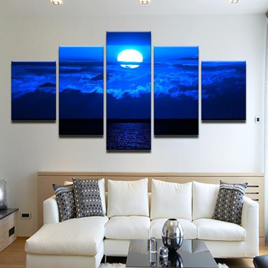 Full Moon Over The Sea – Nature Canvas Wall Art