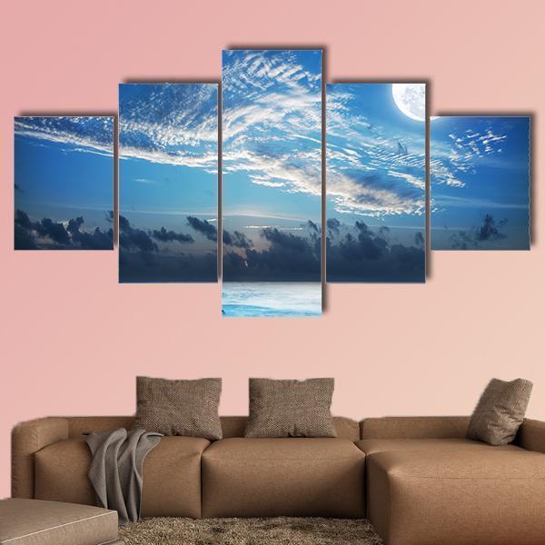 Full Moon Over The Tropical Bay – Nature Canvas Wall Art