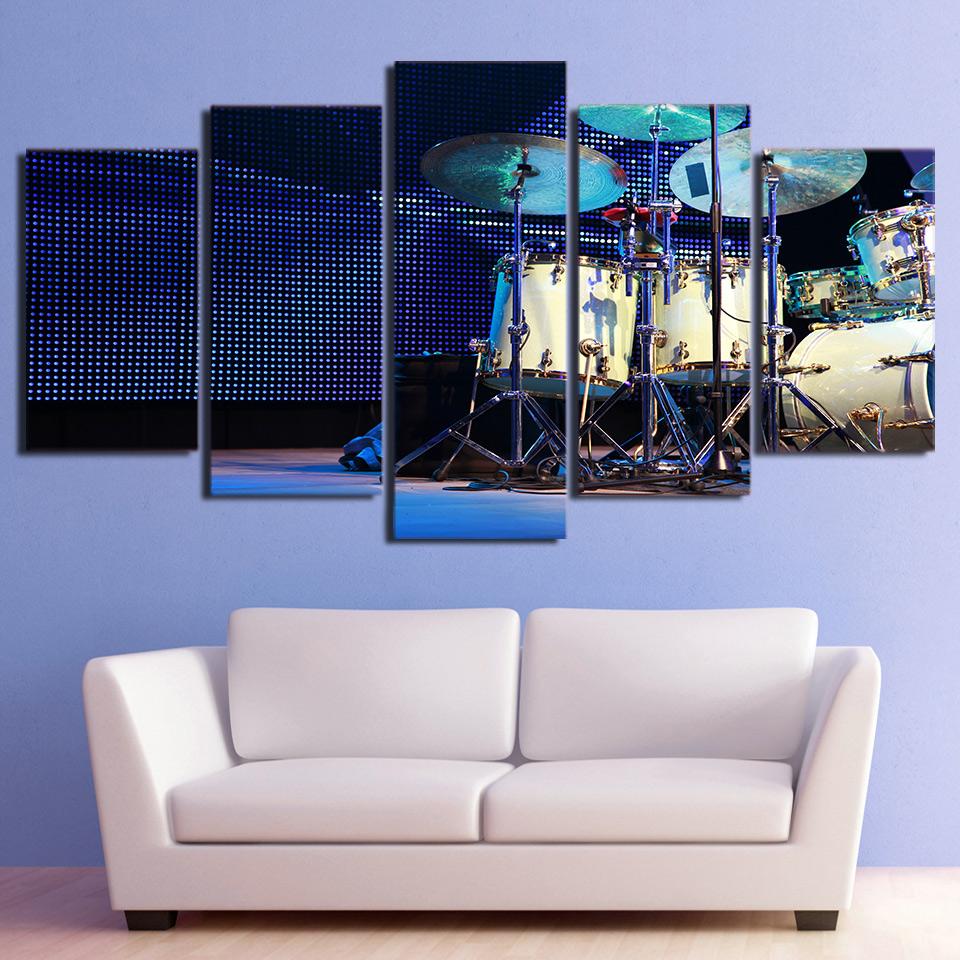 Full Set Of Drum In Stage – Music Canvas Wall Art