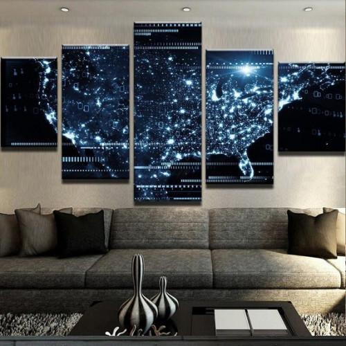 Futuristic Usa Map – Nature Canvas Wall Art