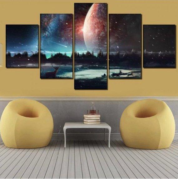 Galaxy Deer Space Animal – Nature Canvas Wall Art