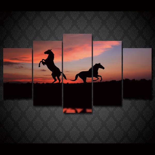 Galloping Horses At Sunset 01 – Animal Canvas Wall Art