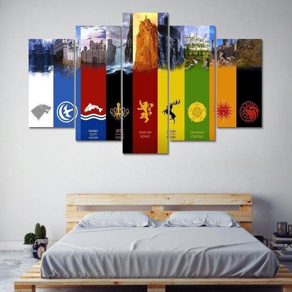 Game Of Thrones House Banners Westeros – Movie Canvas Wall Art