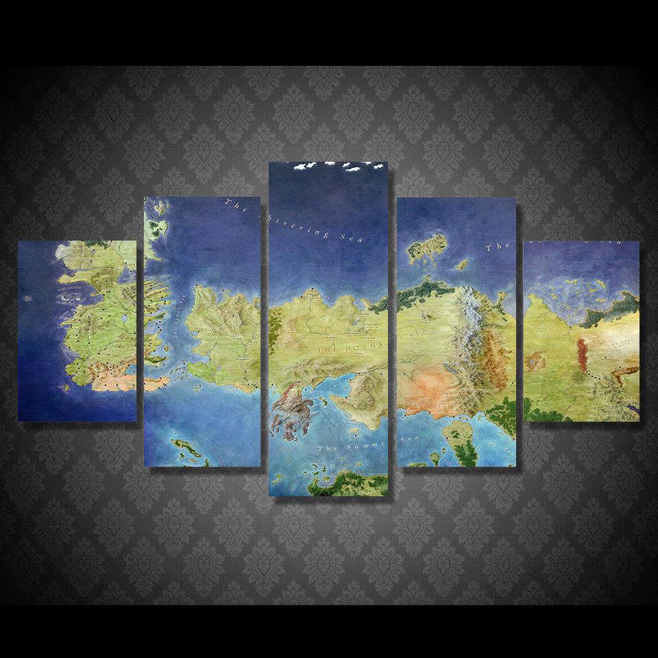 Game Of Thrones: Map Of All Kingdoms – Movie Canvas Wall Art