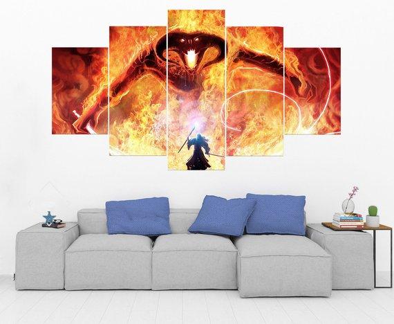 Gandalf V Balrog Lord Of The Rings – Movie Canvas Wall Art