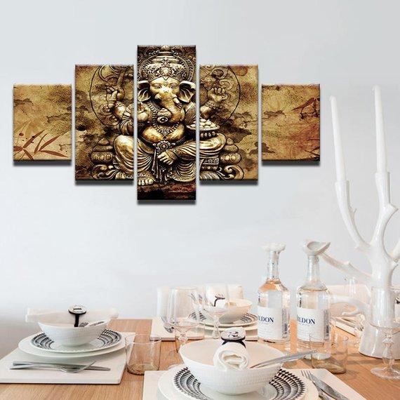 Ganesha Gold 2 – Religion Canvas Wall Art